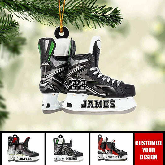Personalized Ice Hockey Ornament – Custom Name, Number & Color Skates Christmas Decoration Gift for Hockey Lovers 2025 Ornament
