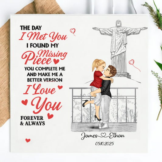 Personalized Wedding Napkins – The Day I Met You I Found My Missing Piece - Gift For Couple Napkinds