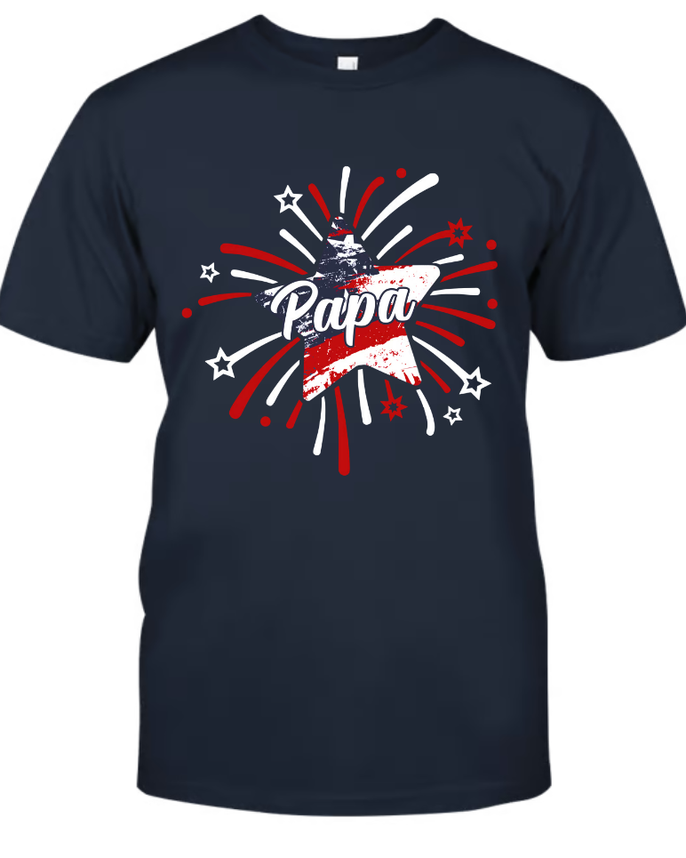 Papa And Grandkids Firework American Flag