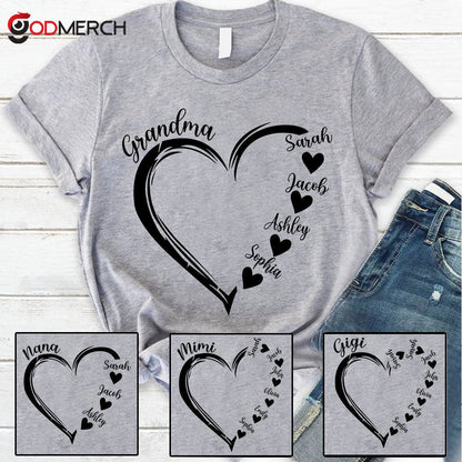 Grandma and Grandkids,Sweethearts - Family Personalized Custom Unisex T-shirt, Hoodie, Sweatshirt - Gift For Grandma