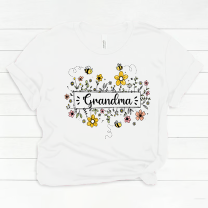 Personalized Grandma Flower Bee And Grandkids Custom Names