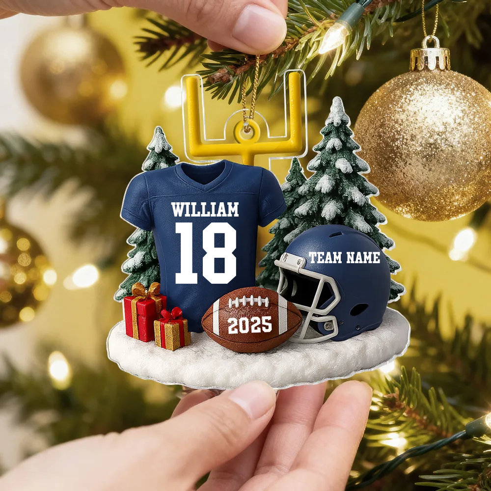 Personalized Football Team Ornament – Custom Player Uniform Gift for Fans & Lovers Ornament