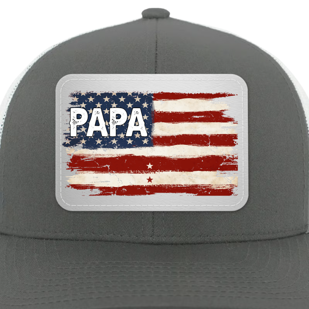 Papa Fist Bump Custom Kids Names Shirt - Personalized US Flag Father's Day Gift - American Flag Papa T-Shirt