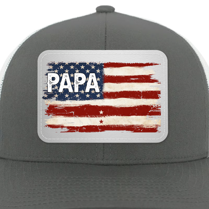 Papa Fist Bump Custom Kids Names Shirt - Personalized US Flag Father's Day Gift - American Flag Papa T-Shirt