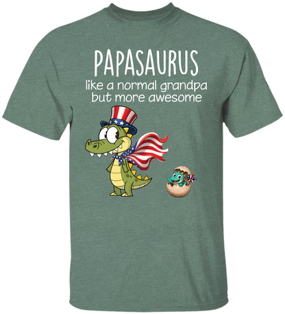 Personalized Papa Dinosaur Shirt with Custom Kids Names, Funny Grandpa Family T Shirt for Papa Grandfather,  Patriotic Grandpa Family, U.S. 250th Anniversary 1776 2026 Gift For Fathers Day Birthday