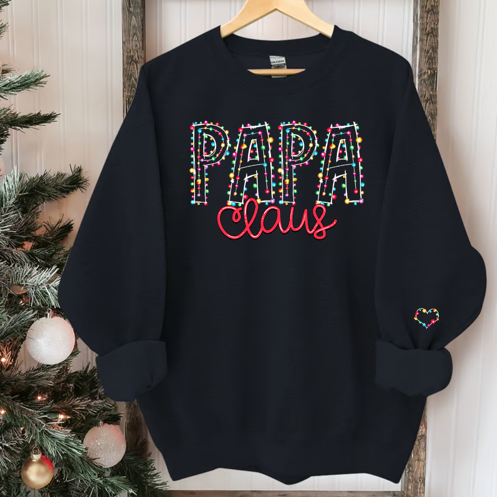 Papa Claus Christmas lights And kids Christmas Merry Sweatshirt