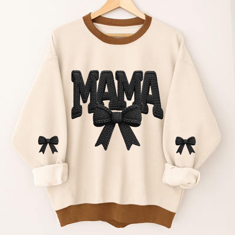 Personalized Mama Nana Mimi and Grandkids Latch Hook Yarn Faux Style Print Sweatshirt
