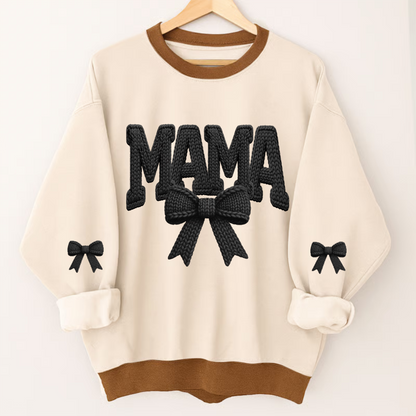 Personalized Mama Nana Mimi and Grandkids Latch Hook Yarn Faux Style Print Sweatshirt