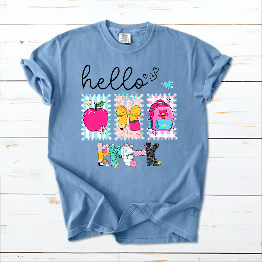 Preppy Back to School Hello Kindergarten Pre-K 1st 2d 3d 4th 5th Grades