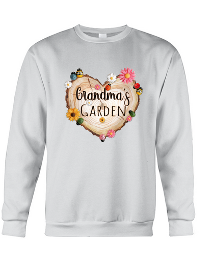 Personalized Grandma Garden Heart Flower Shirt, Custom Grandma With Grandkids Flower Wood Heart