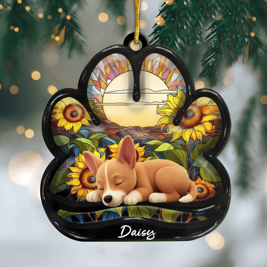Custom Basenji Pawprint Acrylic Ornament – Personalized Pet Memorial Keepsake for Christmas Ornament