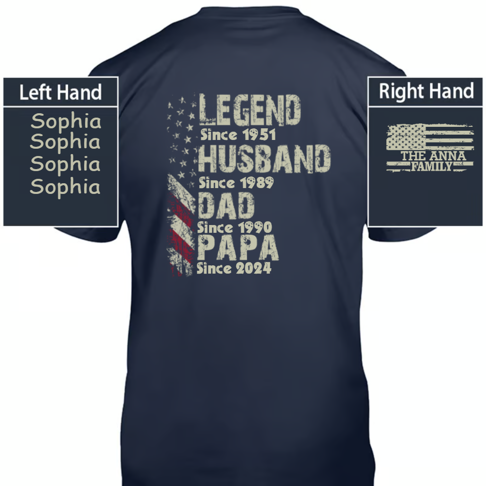 Personalized Legend Husband Dad Papa Since With Kids Father's Day Shirt