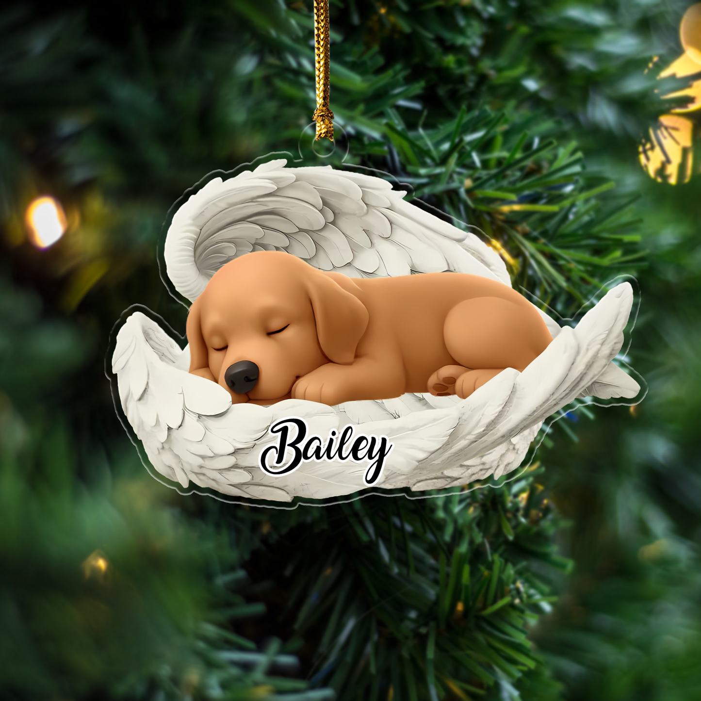 Custom Golden Retriever Angel Ornament – Personalized Sleeping Dog Christmas Gift for Dog Lovers, Pet Memorial Tree Decoration Ornament
