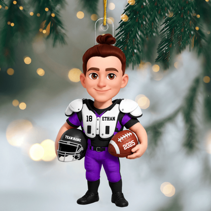Personalized 3D Football Player Ornament – Custom Acrylic Design, Perfect Christmas Gift for Football Lovers & Family Ornament