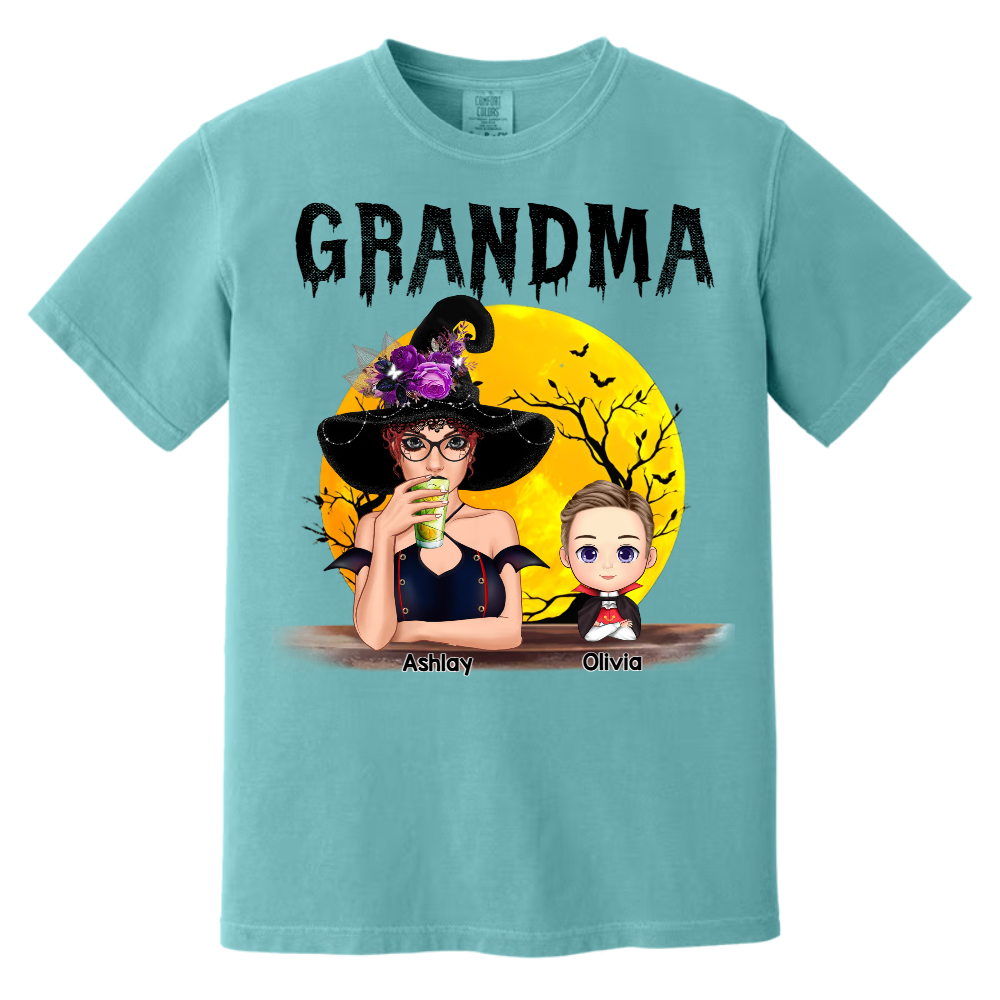 Comfort Colors® Custom Grandma With Grandkids Halloween Art TH