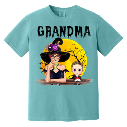 Comfort Colors® Custom Grandma With Grandkids Halloween Art TH