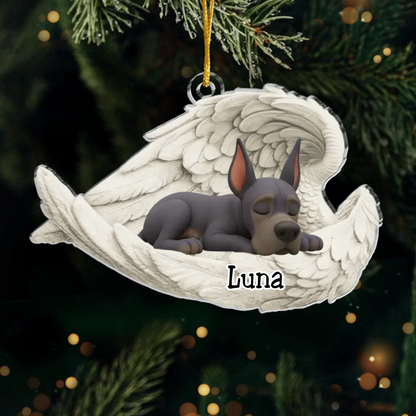 Custom Great Dane Angel Ornament – Personalized Sleeping Dog Christmas Gift for Dog Lovers, Pet Memorial Tree Decoration Ornament