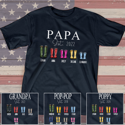 Personalized Family, Grandpa Boots With Kids, Father's Day Shirt