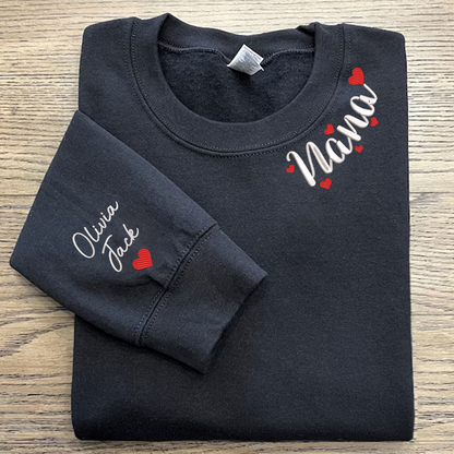 Custom Embroidered Nana Valentine And Grandkids Sweatshirt Sweatshirt
