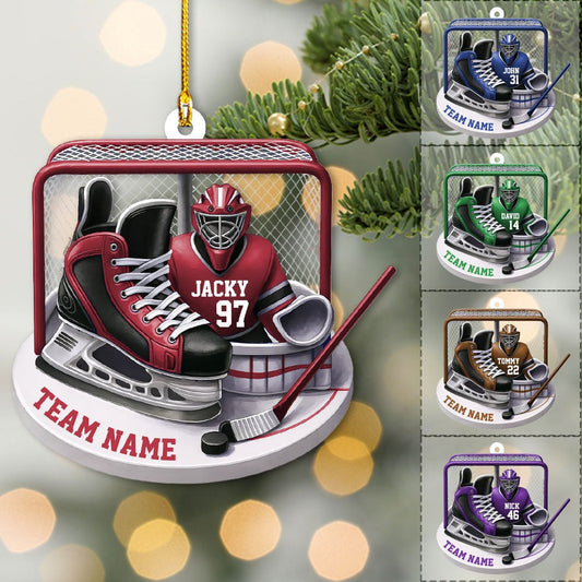 Hockey Christmas Ornament – Personalized Team, Name & Jersey Number Gift for Player, Fan, or Coach 2025 Ornament
