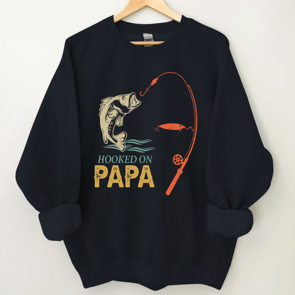 Hooked On Papa Fishing And Grandkids Flag  Sweatshirt
