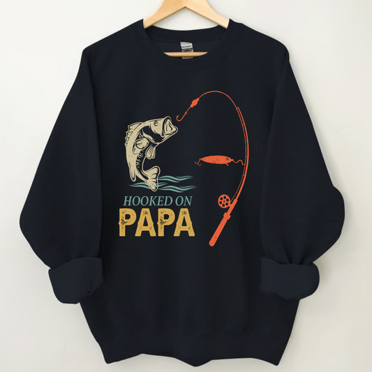 Hooked On Papa Fishing And Grandkids Flag  Sweatshirt