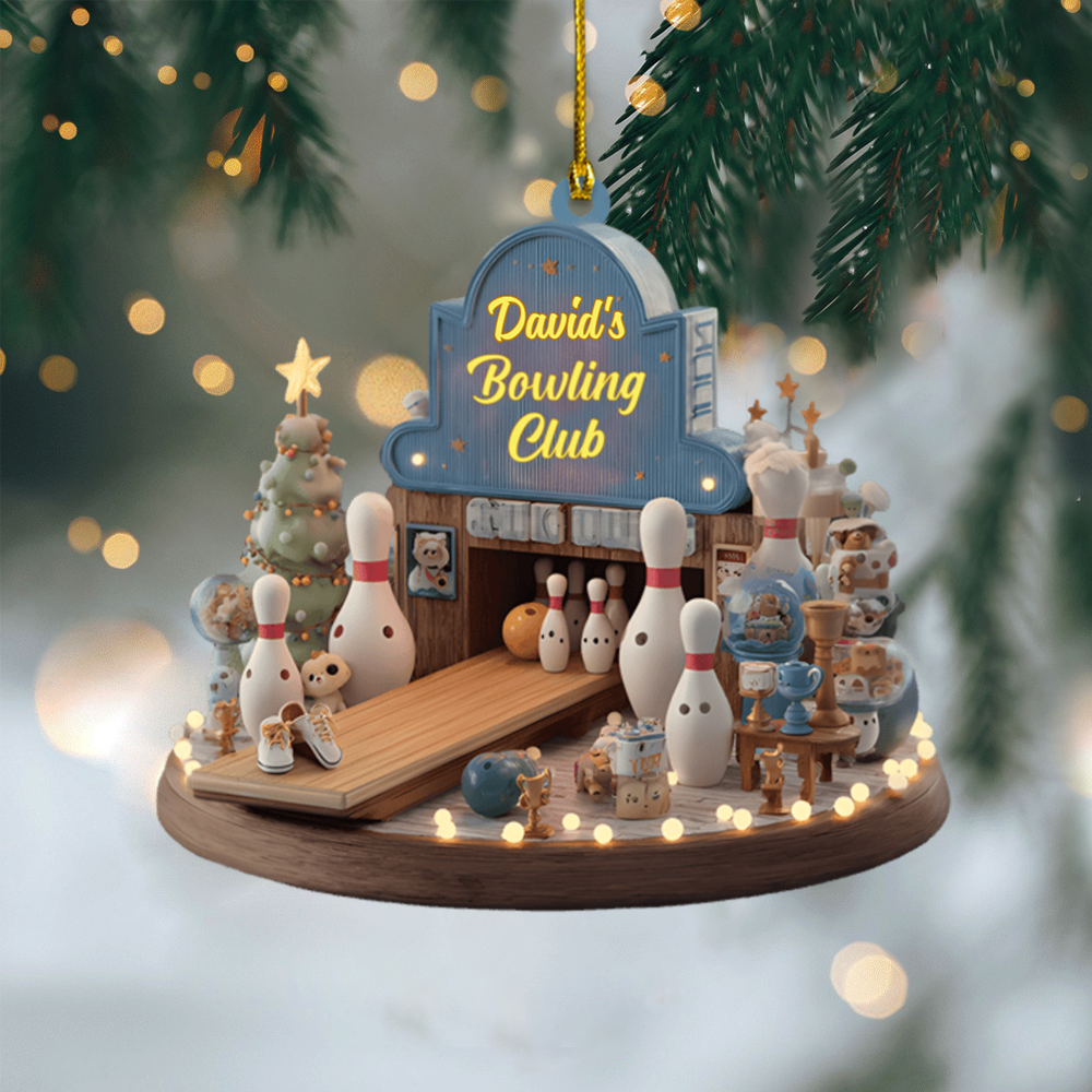 Personalized Bowling Ornament 2025 – Custom Name Bowling Club Christmas Ornament, Gift for Bowlers & Sports Fans Ornament