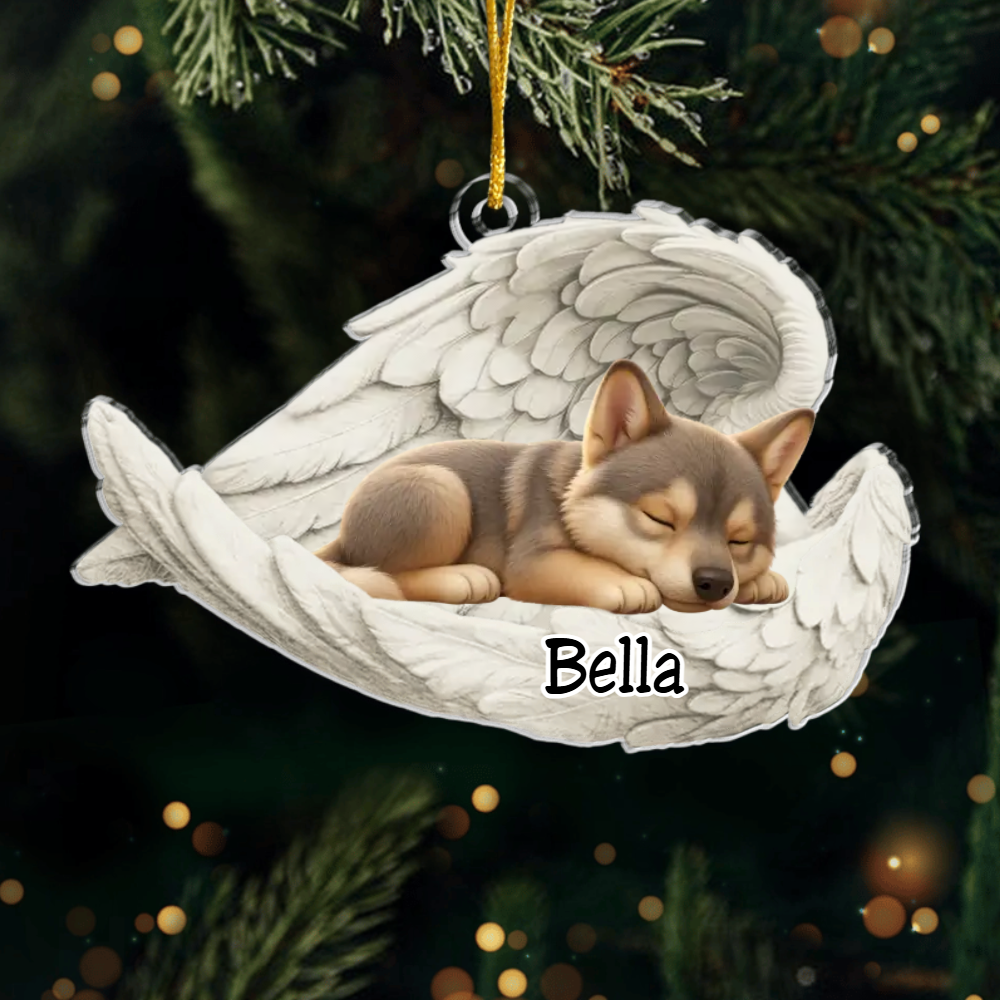 Custom Czechoslovakian Wolfdog Ornament – Personalized Sleeping Dog Christmas Gift for Dog Lovers, Pet Memorial Tree Decoration Ornament