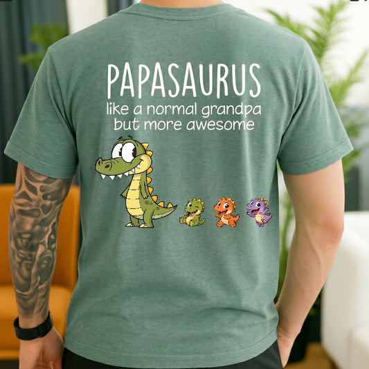 Personalized Papa Dinosaur Shirt with Custom Kids Names,Printed On The Back