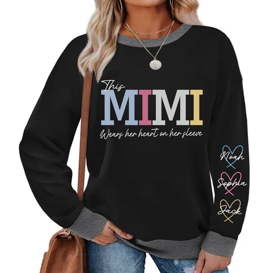 Sweatshirt Mix This Mimi Wears Her Heart On Her Sleeve, A Gift For A Loved One  Sweatshirt MIX