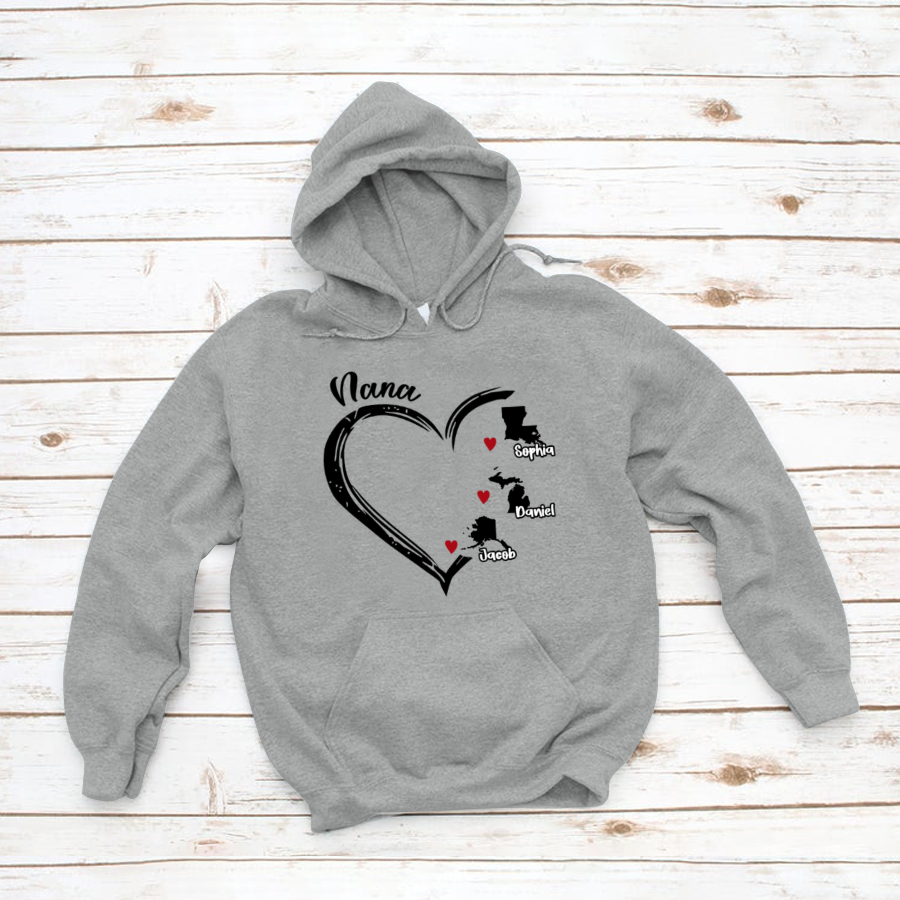 United States Map Nana And Kids Custom Name CTH01