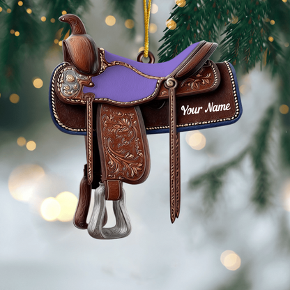 Personalized Western Horse Saddle Ornament – Custom Christmas Gift for Cowboy, Cowgirl, Rodeo Riders, Horse Lovers Ornament