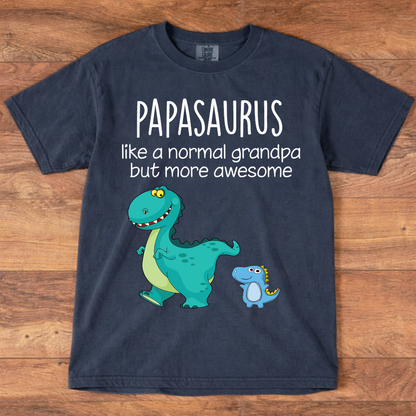 Personalized Papa Saurus, Custom Papa and Grandkids Father's Day Gift Mineral Wash T-Shirt