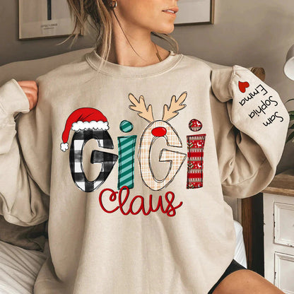 Custom Christmas Gigi Claus And Grandkids Sweatshirt