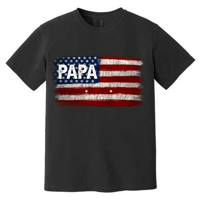 Comfort Colors Personalization Papa And Grandkids American Flag