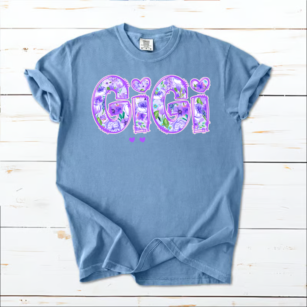 Gigi Purple Flower Gigi And Grandkids Personalized T-Shirt