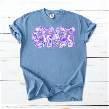 Gigi Purple Flower Gigi And Grandkids Personalized T-Shirt