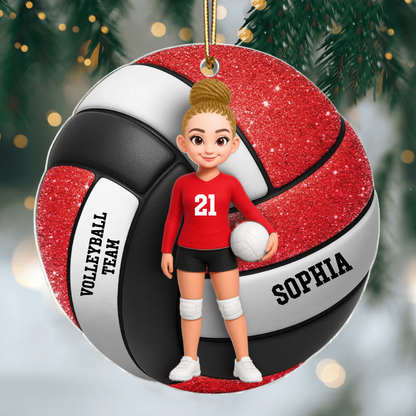 Personalized Volleyball Ornament – Custom Team Player Design, Unique Christmas Gift for Girls and Sports Lovers Size: Ornament