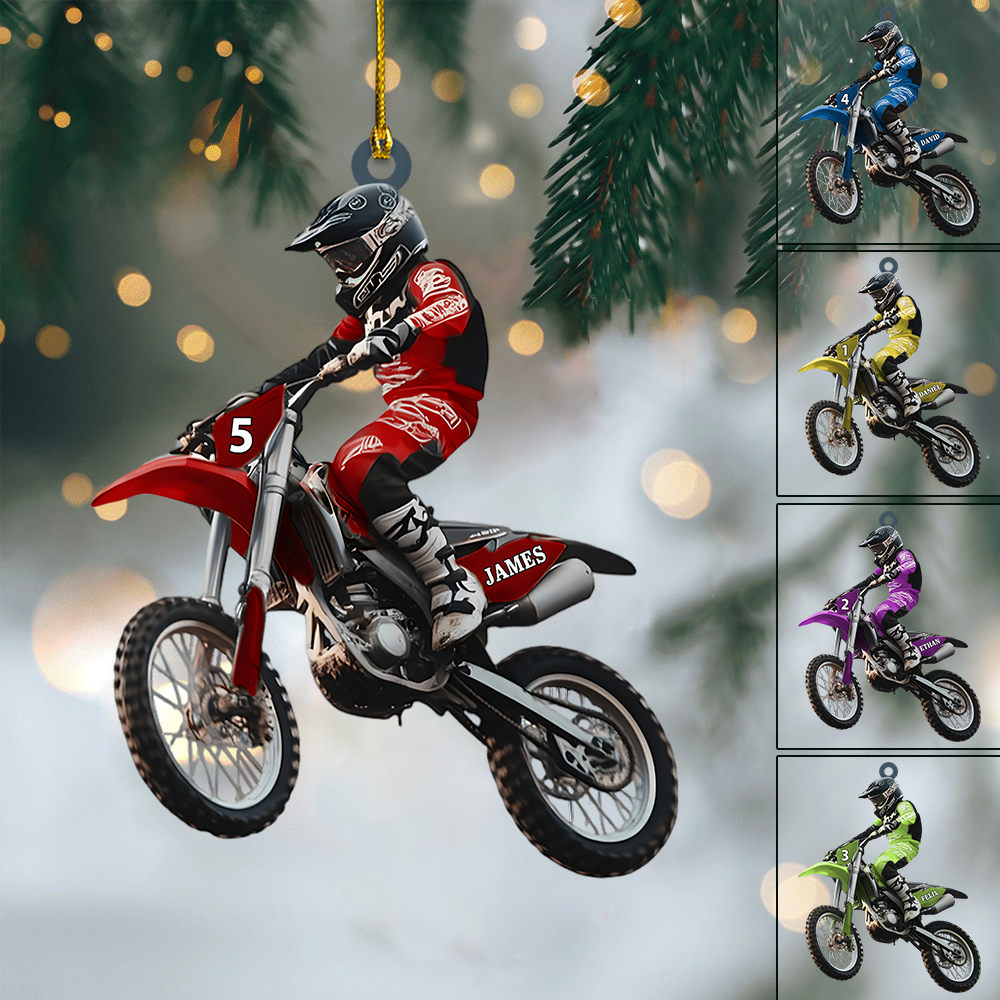 Personalized Motocross Ornament 2025 – Custom Dirt Bike Ornament with Name, Christmas Gift for Moto Riders Ornament
