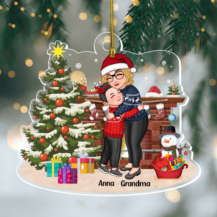 Grandma & Grandkid Hugging Christmas, Christmas Gift For Grandma From Grandkids Ornament