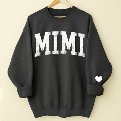 Personalized Mimi EST. 2025 Sweatshirt – Custom Grandkids' Names on Sleeve – Cute Gift for Grandma Christmas