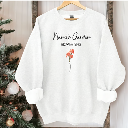 Personalized Family Garden Shirt – Custom Kids' & Grandkids' Names with Flowers