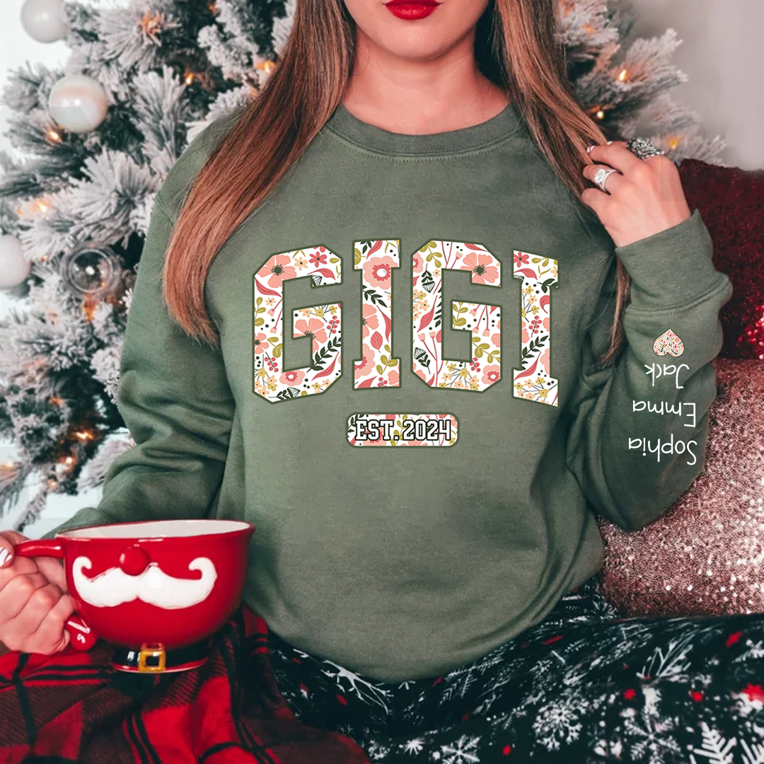 Personalized Gigi Flower And Grandkids  Sweatshirt