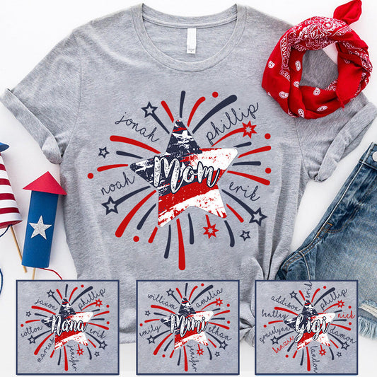 Mom and Kids Firework American Flag CTH01