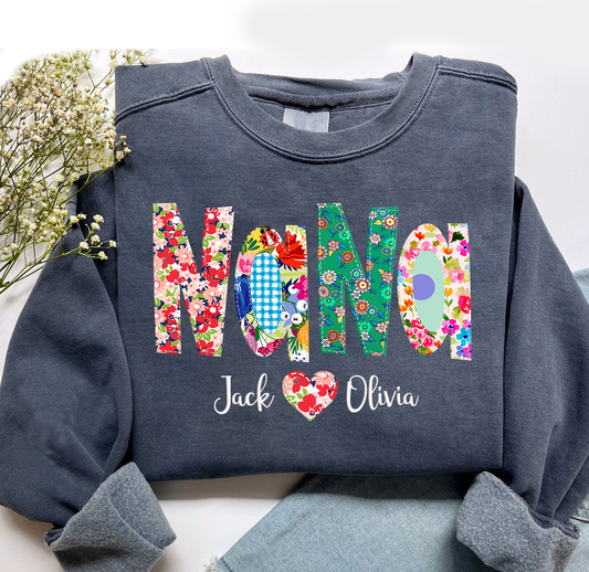 Nana Floral Color And Grandkids Sweatshirt Sweatshirt