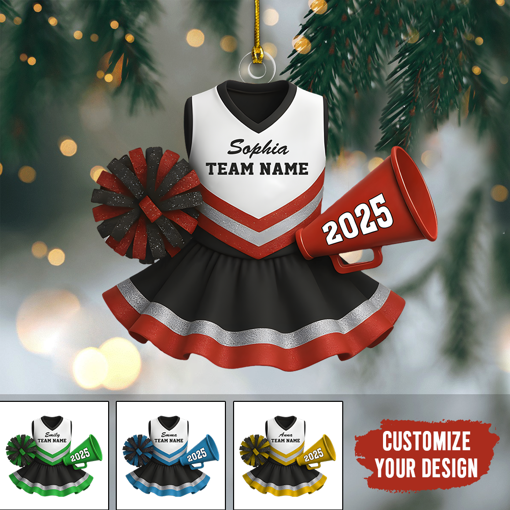 Personalized Cheerleader Ornament 2025 – Custom Name, Team & Year Christmas Gift for Girls and Cheer Squad Members Ornament