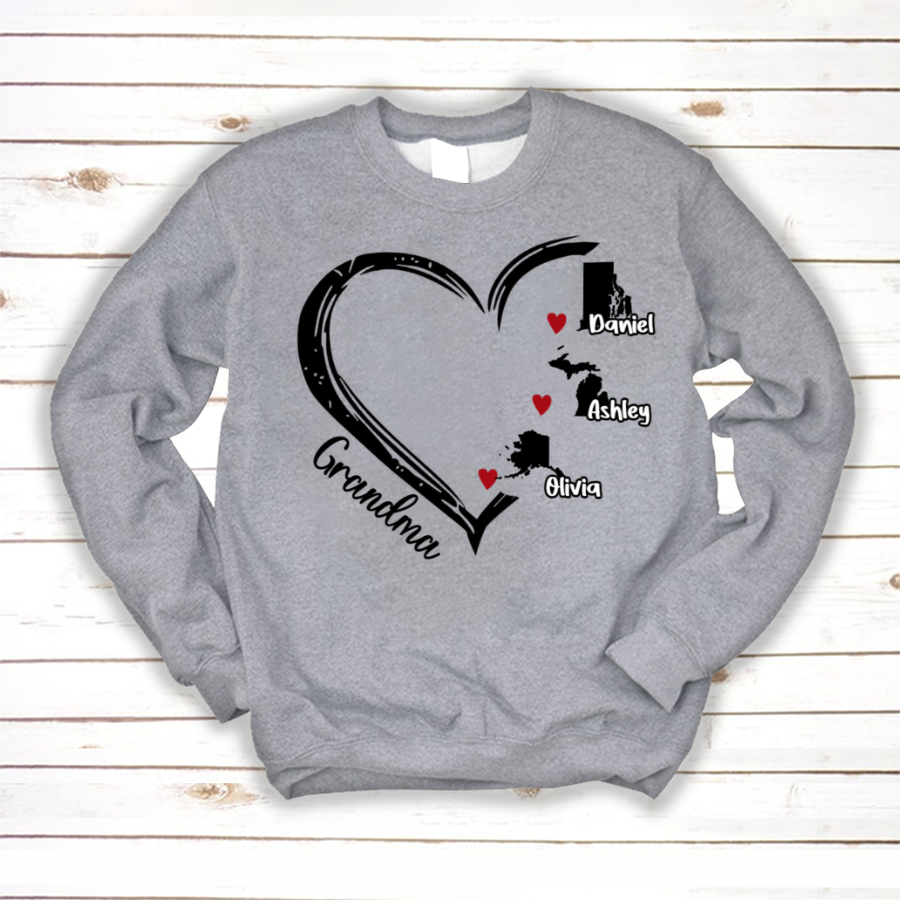 Grandma And Kids Personalized United States Map CTH01
