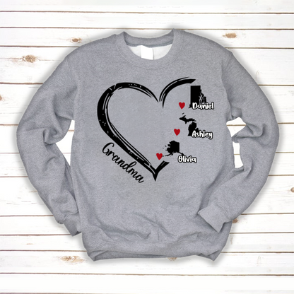 Grandma And Kids Personalized United States Map CTH01