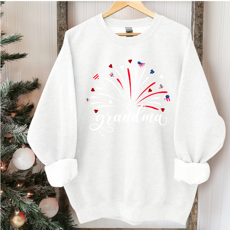 Firework America Flag Grandma And Kids Copy
