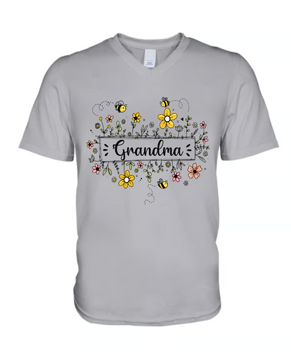 Personalized Grandma Flower Bee And Grandkids Custom Names
